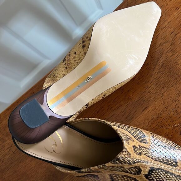 Sam Edelman Skya Snakeskin Print Embossed Leather Mules - Picture 12 of 15